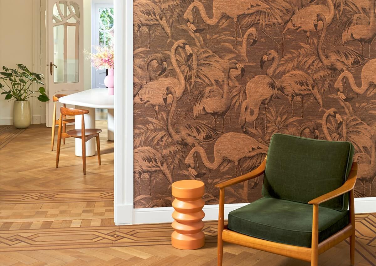 Interiér obývačky s panoramatickou tapetou Arte Décors & Panoramiques