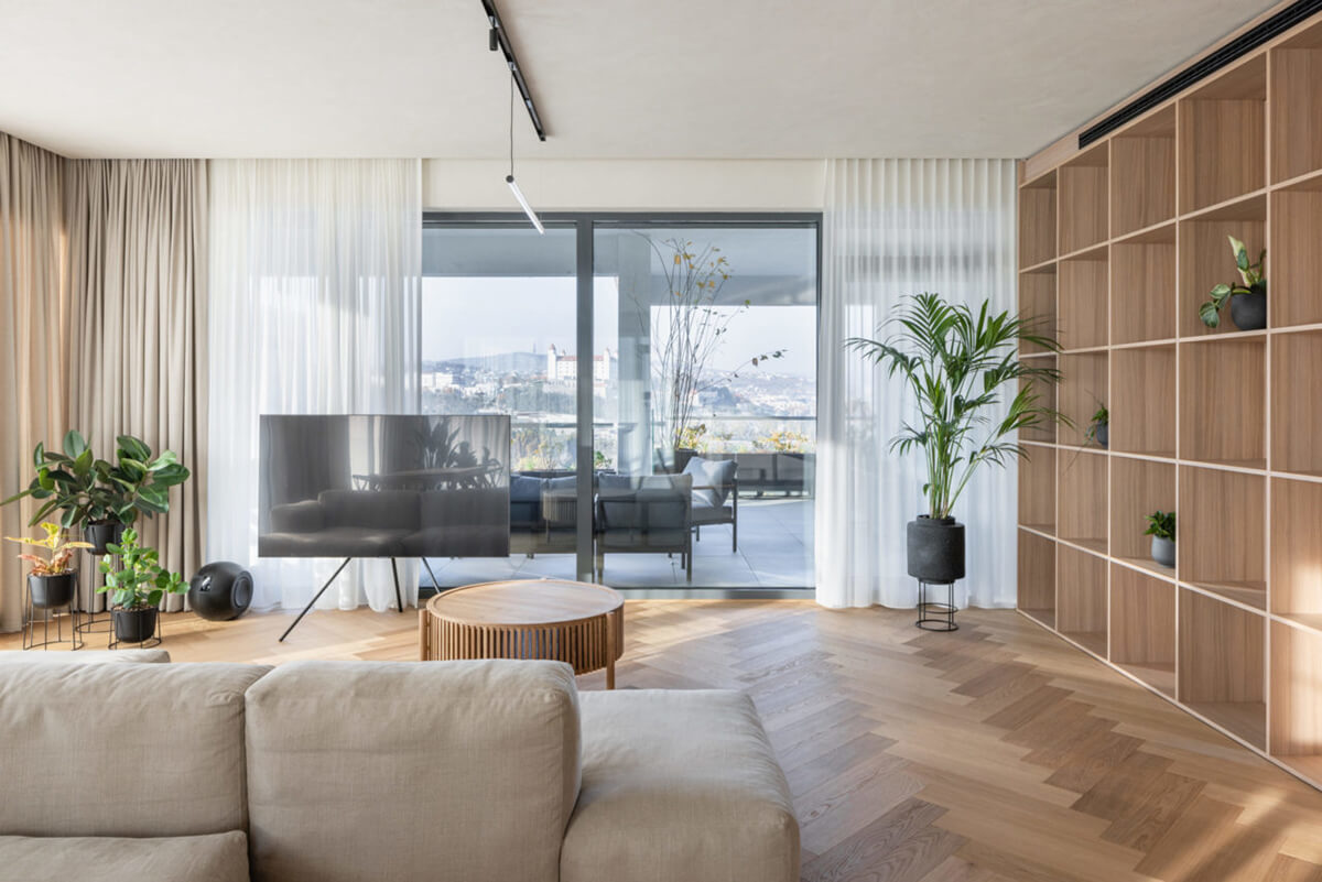 EIN Penthouse Bratislava – textil Larino KOBE a Enjoy ALDECO, realizácia Horus Trade