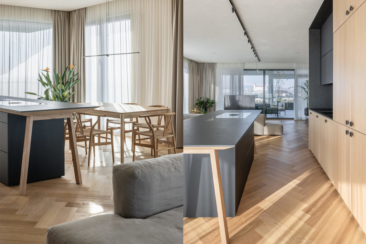 EIN Penthouse Bratislava – textil Larino KOBE a Enjoy ALDECO, realizácia Horus Trade
